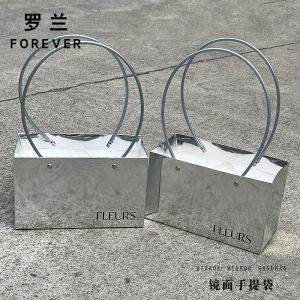 Túi Cầm Tay Mạ Bạc Roland Popular Fresh Flower Packaging Gift Box Lưng Bóng Chất Liệu Thủ Công Túi Cầm Tay Giấy