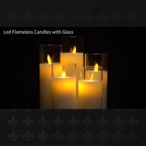 Flickering Flameless Candles,5" 6" 7" 8" Pack of 5 Battery Operated Pillar Real Wax Moving Wick LED Glass Candle Sets with Remote Control Timer for Holiday Christmas Wedding Party