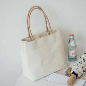 Large Capacity Canvas Handbag Womens Summer Korean Style Casual Work Lunch Box Bag Fashionable Cloth Bag for Young Adults