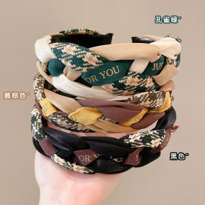 Zy fesyen Retro Twist Plaid destar untuk wanita gaya korea Elegant fesyen Girl Wash Face Hairband