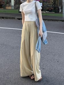 High Waist Draped Thin Yamamoto Pants Womens plus Size Straight Leg Casual Long Trousers Pear Shape Body Slimming