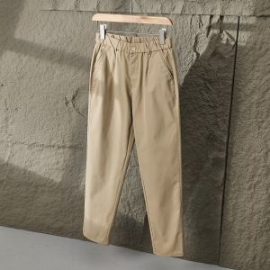 Casual Cotton Straight Leg Pants Mens Comfortable Loose Fit Spring Autumn New Style Fashion Pure Color Versatile Long Trousers