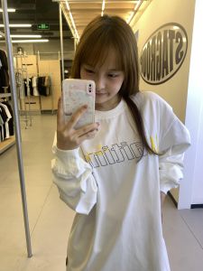 Áo Thun Dài Tay Nữ Dáng Rộng Thoải Mái Mùa Thu in Chữ Phong Cách Hàn Quốc Cotton 100% Thiết Kế Thời Trang