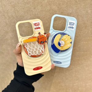 MrHaHa Magsafe Soft Anti-fall Casing For iphone 15 promax 15pro 15plus iPhone 16 15 14 13 12 11 Pro Max 3D Cartoon Cute Table Tennis Emoji Band Magnetic Attraction Phone Case with Bracket Protective Silicone Back Cover