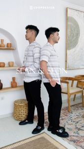 Coop Design - Sean Kemeja Koko Salur Garis-Garis Lengan Pendek Pria