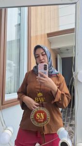 Baju atasan wanita tali serut Cringkle - Hem tali serut Airflow premium