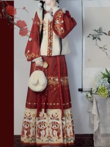 Zezhi Original Cute Dragon Spring Hanfu Womens Ming Dynasty Style Embroidered Horse Tail Skirt Thickened Winter Frosted