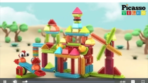 PicassoTiles 120pcs HedgehogTiles Building Block Stacking Interlock Teeth Construction Sensory Gift STEM Toy for Kids Toddlers Age 3 + PTB120