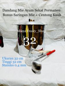 Dandang Mie Ayam Stainles 32 cm Panci Mie Ayam Sekat Anti Karat Bonus Serokan Mie Centong Kuah