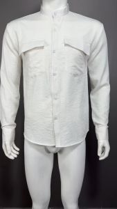 Áo sơ mi nam chất vải ĐŨI cổ tàu form rộng 2 TÚI tay dài VNO122