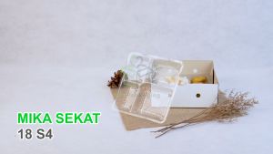 [1 PACK] Mika Dalam Dus Nasi 18x18 Mika Sekat 4 Kotak Nasi Catering Box Tray Isi 50 Pcs