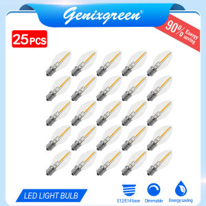 25 Packs C7 Replacement LED Light Bulbs E12 E14 Small Candelabra Edison Bulb Retro Warm White Salt Lamp Bulbs 0.5W Equivalent 5W 90% Energy Saving LED Bulbs