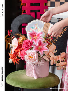 กระป๋องดอกไม้จีนแบบใหม่ กระป๋องดอกไม้ปลอมสำหรับตกแต่งห้องแต่งงาน กระป๋องดอกไม้จีนโบราณ บรรยากาศหรูหรา