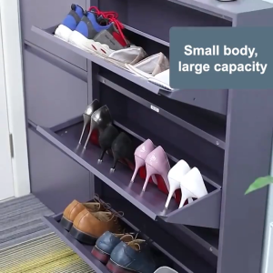 COD (In stock) Ultra Thin Shoe Cabinet For Household Use Large Capacity And Ultra Narrow Flip Bucket Entrance Cabinet Simple Steel Storage