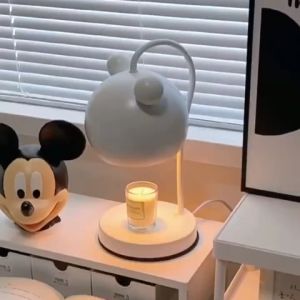 [Ready Stock] [Mickey] Scented Candle Warmer Lamp Electric Candle Burner Heater Battery Melting Wax  2/3 Wick Candle Cute Cheap Fragrance Malaysia 3 Pin Plug Dimmable Adjustable Brightness LED Light Night Sleep Bedroom Bedside Table Desk Decoration Gift