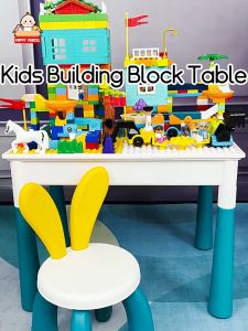 (208pcs) Kids Building Block Table with Chairs Block Kids Building Block Meja Mainan Building Block Toys Block Kids
