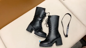 Mid-calf boots block heel Martin boots motorcycle boots prom boots