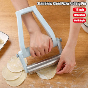 【การจัดส่งท้องถิ่น】ลูกกลิ้งทำขนมอบพิซซ่าสแตนเลส10นิ้วทำจากเครื่องใช้ในครัวปรับมุมได้หลายมุมเครื่องมืออบขนมแป้งโด