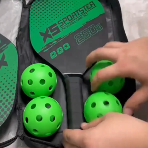 Pickleball Paddles Set Pickle Ball Wood Bat Beginner Rackets Cushion Grip 4 Ball Pickleball Racket Set