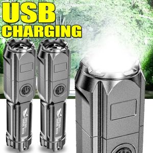 Portable USB Charging Flashlight High Power LED Flashlights Zoom Highlight Lights Outdoor Camping Fishing Torches Lighting Tools