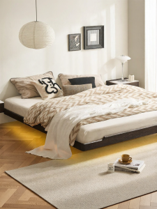 YUANSHI YUANSU | Suspended Bed Headless Black Zen Wood Bed