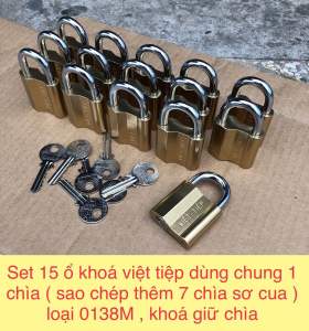 Set 15 ổ khoá việt tiệp dùng chung 1 chìa ( sao chép thêm 7 chìa sơ cua ) loại 0138M khoá giữ chìa