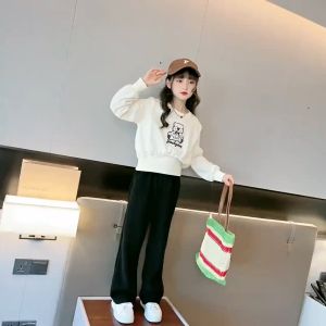 ชุดแฟชั่นเด็กผู้หญิง - ชุดแฟชั่นเด็กผู้หญิง ชุดสูทแขนยาวเด็กหญิง ชุดกันหนาวเด็ก5-15ปี เสื้อกันหนาวแขนยาว + กางเกง ชุดเด็กโต ชูดเด็ก ชูดเด็กหญิง