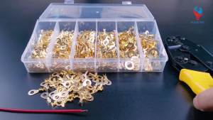 25 ชิ้น หางปลาทองเหลือง หางปลาทองเหลืองแบบกลมหรือแฉก  เหมาะกับสายไฟขนาด 0.5-2.5 sq.mm สำหรับใช้น็อต-สกรู M3 M4 M5 M6 M8 M10 M12