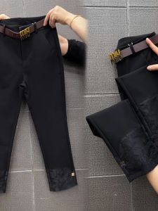 Elastic Casual Pants Womens Nine-Piece Suit Pants Slimming West Pants Floral Splicing Mini-West Pants Spring Autumn New Style