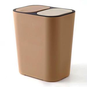 Kitchen Living Room Compressed Type Waste Bin Classification Dry Wet Separation Trash Can Home Use with Cover Dual Bucket