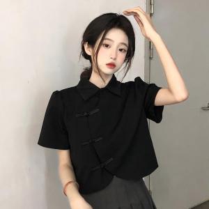 QIANSHUIYIYUN | Spring New Design Chinese Style Short Sleeve Top