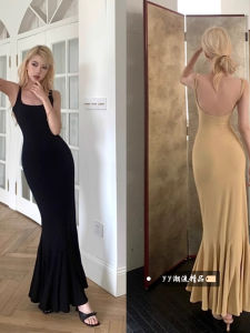 Váy Dài Không Tay Màu Cam Cam Gợi Cảm Cho Nữ Mùa Đông Váy Đuôi Cá Ôm Sát Váy Dài Thanh Lịch Váy Dự Tiệc Mùa Hè