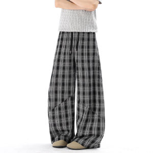 OUMULONG | Breathable Quick-Dry Lightweight Plaid Trousers