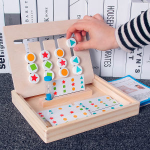 Đồ chơi giáo dục nhận thức sớm montessori - Di chuyển quân cờ màu sắc trong bảng logic 2 mặt chất liệu gỗ cao cấp