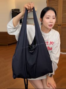 Summer  Blue Stripes Canvas Tote Bag Womens Versatile Letter Single Shoulder Bag Large Capacity Shopping Bag Tote Bag