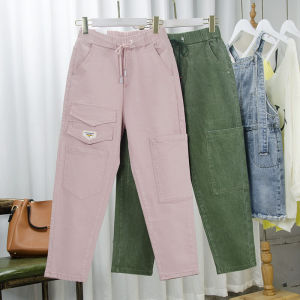 กางเกงยีนส์ทรงหลวมเอวยางยืด ทรงหลวม ทรงสลิมฟิต กางเกงยีนส์ทรงลำลองสำหรับฤดูใบไม้ผลิและฤดูใบไม้ร่วง ทรงลำลองสำหรับผู้หญิง