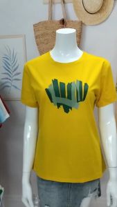 Áo thun cổ tròn in hình trái tim chất cotton mềm mịn