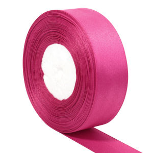 Nóng Hồng Satin Ruy Băng 25 Yard/Cuộn 1/1.5/2/2.5/3.8Cm Cho DIY Giáng Sinh Năm Mới Tiệc Cưới Quà Tặng Gói Trang Trí Polyester