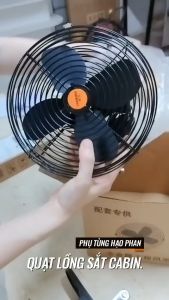Quạt treo trên xe tải cabin máy xúc máy công trình quạt treo cabin xe ô tô quạt 12V 24V kẹp trên ô tô xe tải xe hơi cánh sắt đường kính 22cm - phutunghaophan
