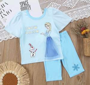 ชุดเชตเสื้อ+กางเกง ผ้านิ่มเด้ง หนานุ่ม ใส่สบาย ลายเจ้าหญิง