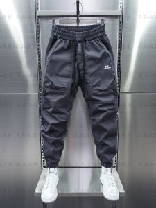 Spring & Fall New Arrival Embroidered Slacks Trendy Minimalist High Quality Easiest for Match Loose Skinny Jeans Elastic Ankle-Tied Harem Sweatpants