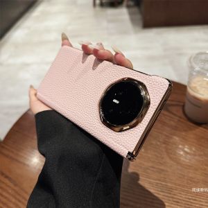 Womens Genuine Leather Case for Honor Magicv3 Phone Case New Arrival Foldable Screen VS3 Huawei V3 Protective Case Fancy Middle Axis Magnetic Suction Honor High-End Pink Hinge All-Inclusive Drop-Resistant Phone Case