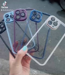 Ốp X&M Skin Lưng trong bảo vệ cam viền màu ip15 pro/ ip15pro max