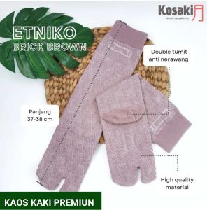 Kaos Kaki Muslimah Kaos Kaki Jempol Kaos Kaki Motif Timbul KOSAKI Etniko - BRICK BROWN
