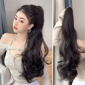 MONLEYTA | Long Hair Wig Womens Big Wave Ponytail Fake Hair Extensions Natural Long Curls Braids High Ponytail Hair Extensions