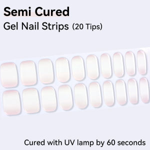 20Tips Semi-Cured Gel Nail Strips Spring Summer Colorful Waterproof Nail Sticker Long Lasting Full Cover LED Gel Nail Sticker