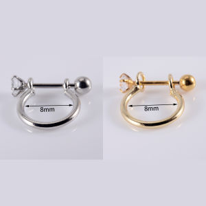 1PC Surgical Steel Crystal Cz Hoop C Shape Earring Helix Tragus Cartilage Daith Rook Ear Stud Gold&Silver Color Piercing Jewelry