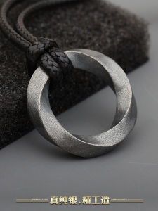 Original Design Pure Silver Pendant Mens Necklace High-end Feeling Hip Hop Simple Style Versatile Accessory for Young Men