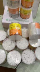 Bông Bạch Tuyết Tăm bông Anti-Bacterial 100% cotton 336 que hộp tròn màu cam 200 que hộp màu xanh cho trẻ em sơ sinh và người lớn không gây hại cho da độ đàn hồi tốt không bị gãy Handmade lightweight