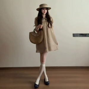 Retro Gentle Loose Peter Pan Collar Dress for Petite